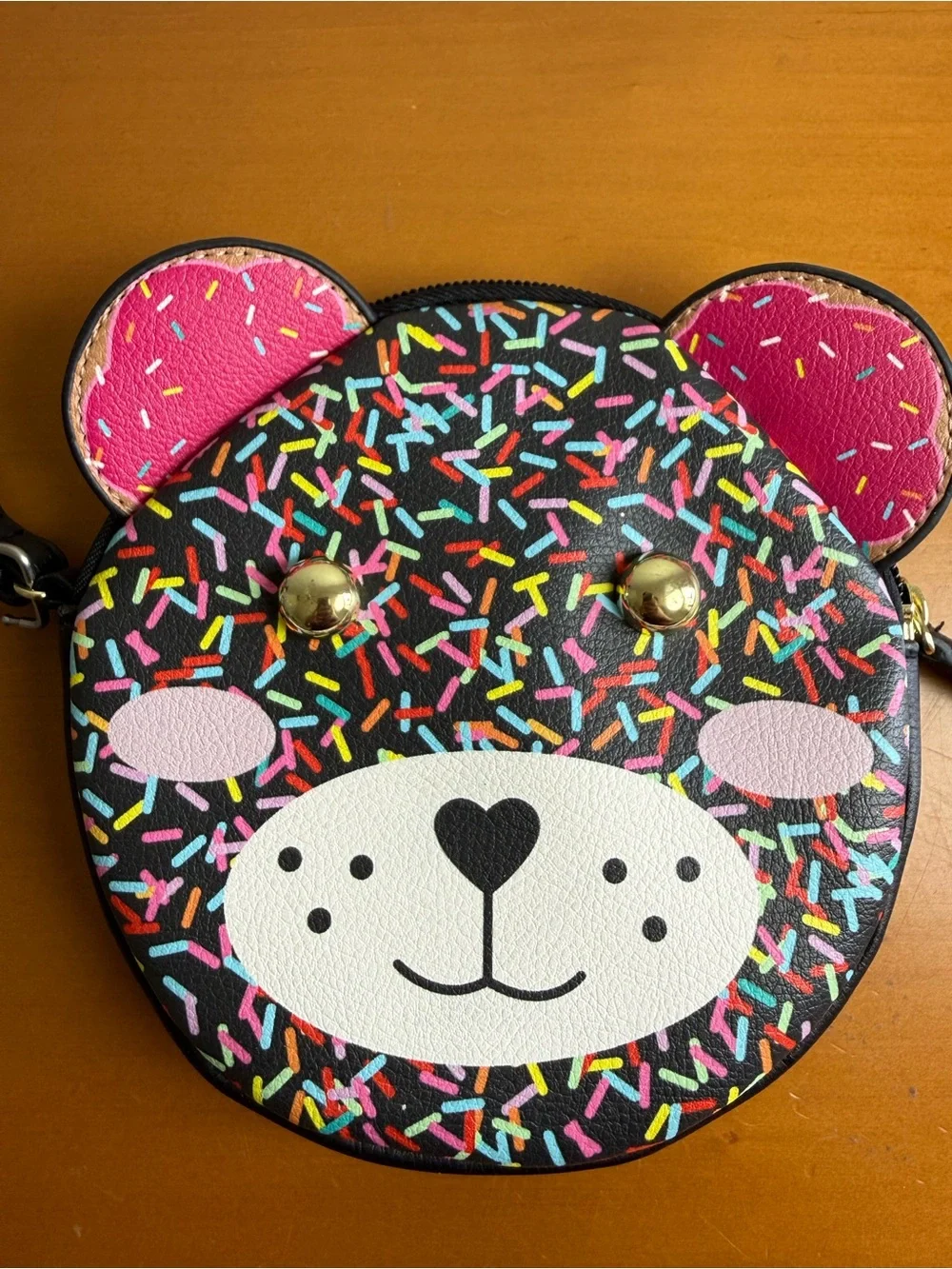 Luv Betsey Sprinkle Bear Donut by Betsey Johnson Circular Wristlet Coin Purse